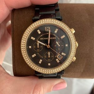 Michael Kors women’s black and gold watch NWT
